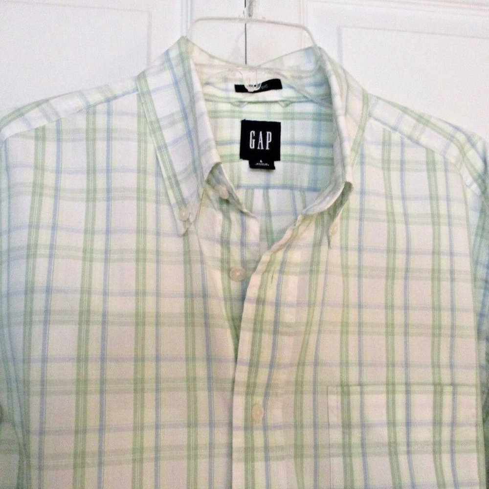 Gap Mens Plaid Oxford Shirt sz L Preppy Button Down